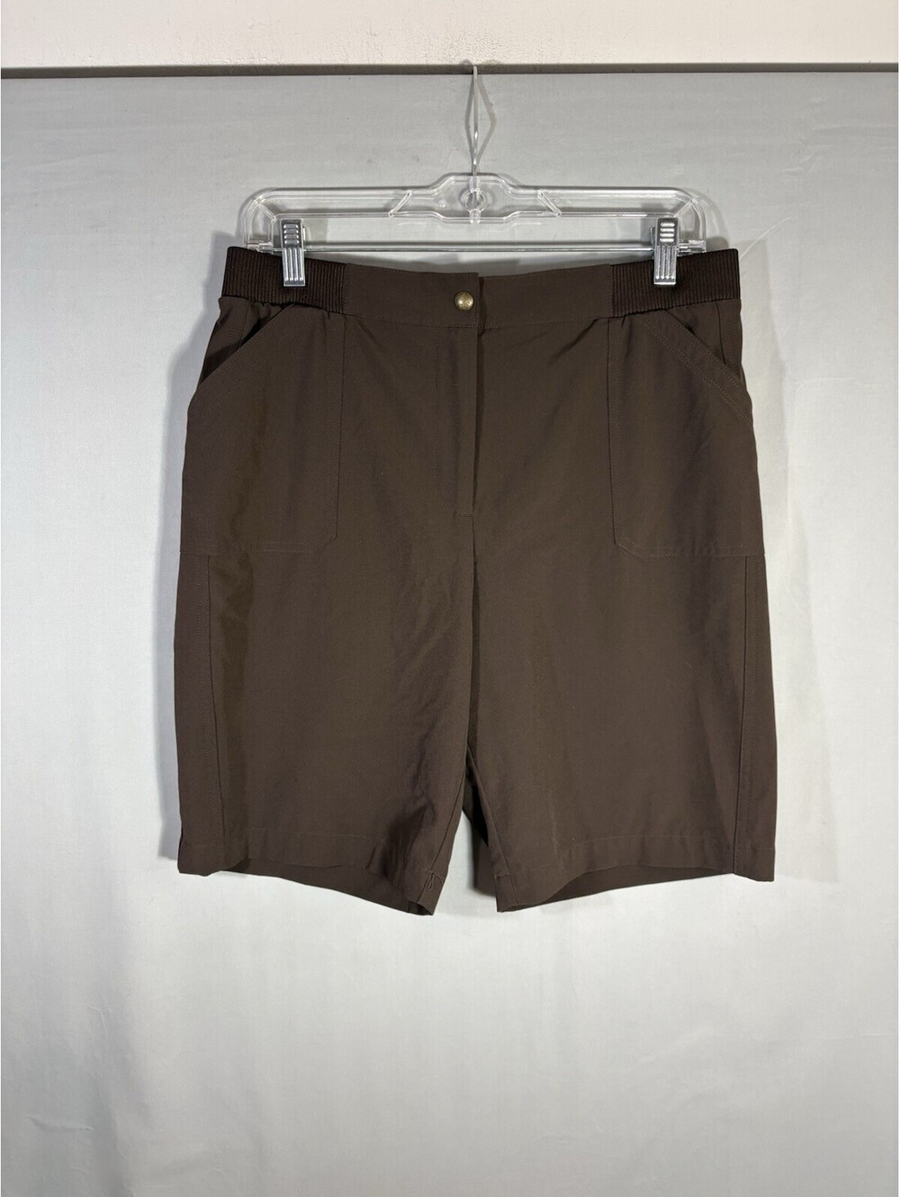 Chicos Zenergy Womens 1 (8/10) Brown Stretch Performance Shorts Casual Bermuda